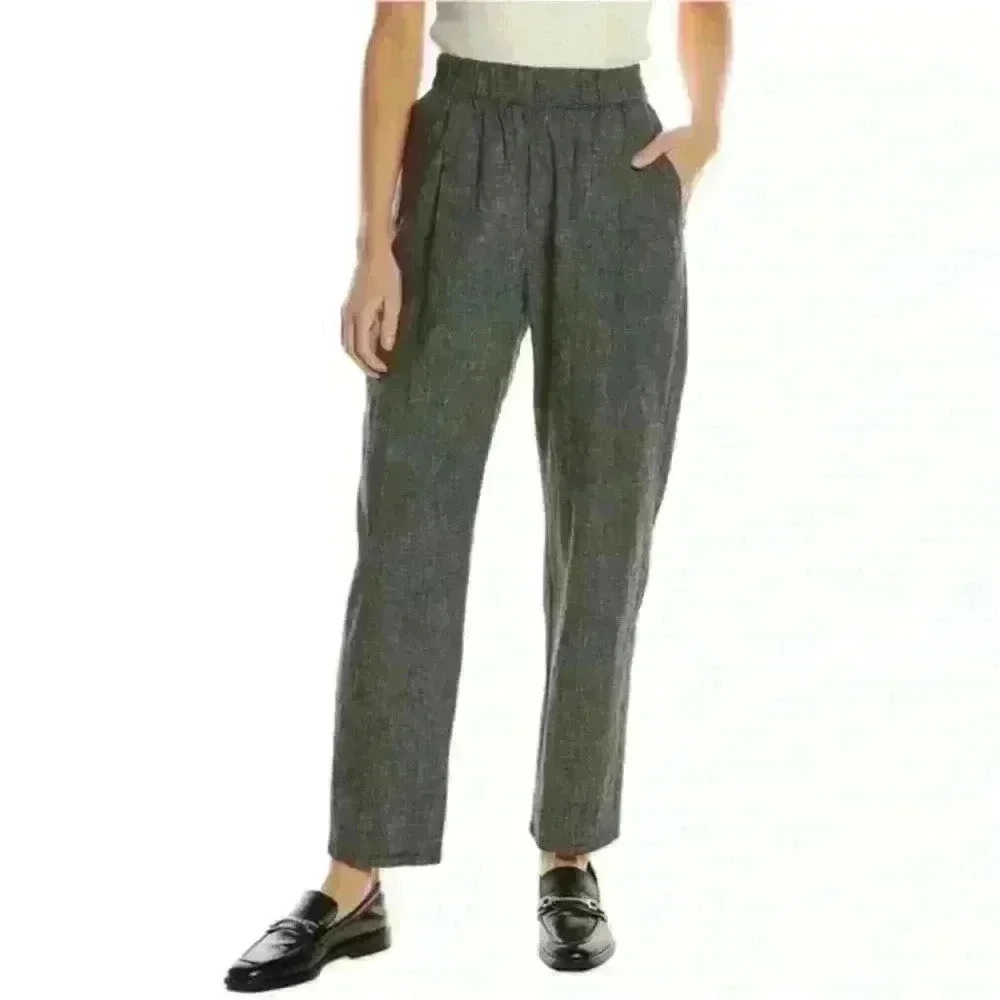 Eileen Fisher Tapered Ankle Pant In Black/ White Check Size 1X New With Tags!